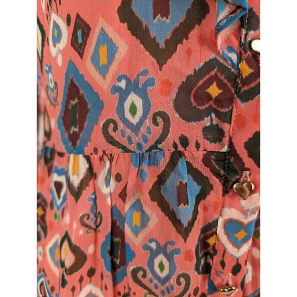 Emily Lovelock Julia Mini Dress in Pink Heart Multi Long Puff Sleeve S US 4-6 - Picture 12 of 12